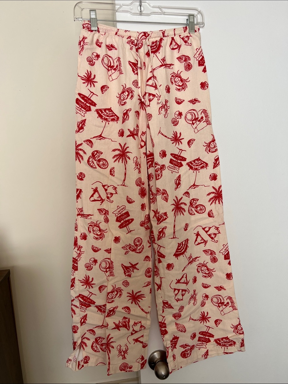 Women’s Pink and Red Tropical Print Lounge Pants